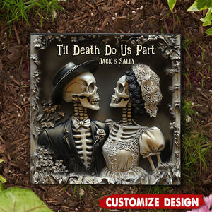Til Death Do Us Part - Personalized Couple Square Shaped Stone With Stand - Anniversary Gift For Husband,Wife