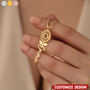 Personalized Sunflower Necklace - Gift For Mom,Grandma,Wife