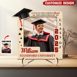 I Can Do All Things Through Christ - Personalized 2-Layered Graduation Wooden Plaque