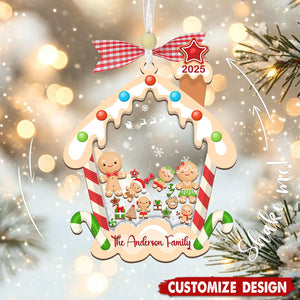 Personalized Gingerbread House Family Christmas Shaker Ornament, Custom Family Ornament 2025, Customized Cookie Ornament Gift for Christmas