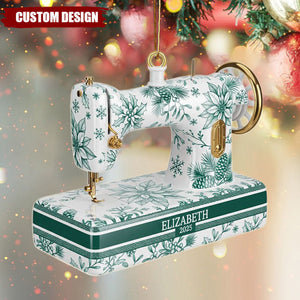 Sewing Toile de Jouy Acrylic Ornament