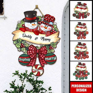 2025New Release Snowman Grandpa & Grandma Mom & Dad-Christmas Ball Kids Personalized Wood Sign