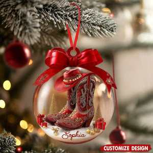 Personalized Cowgirl Boots Christmas Ornament - Gifts For Cowgirl