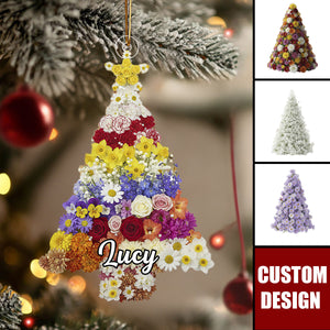Floral Christmas Tree Ornament – Colorful Bloom Design with Mixed Flowers