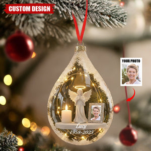 Personalized Angel and Candle Memorial Christmas Ornament –Memorial Gift