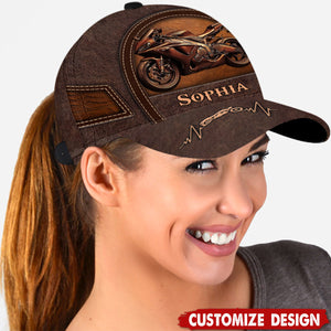 Old Biker Custom Leather Pattern Printed Personalized Classic Cap Unique Biker Classic Cap