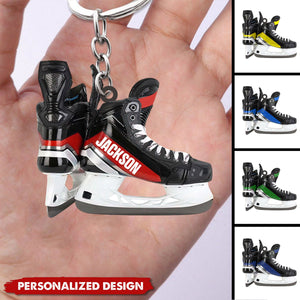 Personalized Ice Hockey Skates Keychain-Gift for Hockey Lover-New Release
