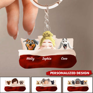 Personalized Sleeping With My Dog Keychain