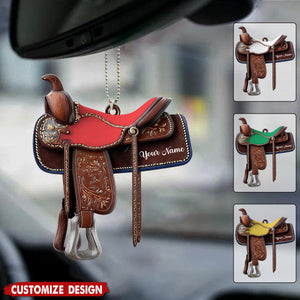 Personalized Western Horse Saddle Car Ornament - Gift for Riders Cowboy Cowgirl