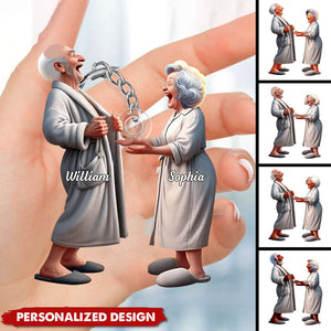 Funny Old Couple-Personalized Keychain-Gifts For Couple