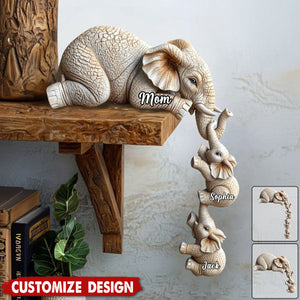 Elephant Motherhood - Personalized Shaped Acrylic Plaque - Gift For Mom,Grandma