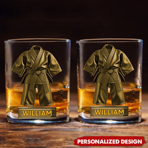 Personalized Black Belt Whisky Glass-Gift For Karate,Jiu-Jitsu,Taekwondo Lover