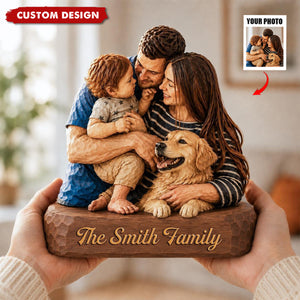 Personalized Portrait 2D Wooden Sign - Gift For Couple,Family,Grandma,Mom,Kid,Dog Cat Lovers