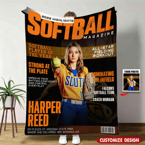 Personalized Softball Blanket - Gifts For Softball Player