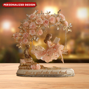 Just A Girl Who Loves Books-Personalized Book Shaped Acrylic Plaque