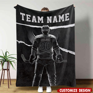 Personalized Hockey Player Blanket, Gift For Hockey Lovers,Players