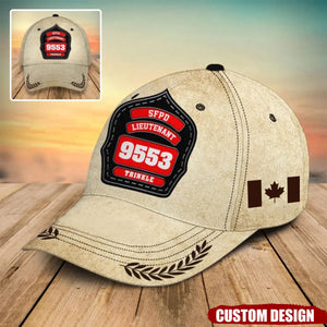 Personalized Firefighter ID & Department US And CA Flag 3D Cap