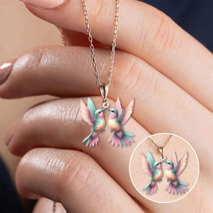 Multi-Color Mini Hummingbird Necklace - Gift For Hummingbird Lover