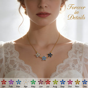 Personalized Dainty Flower Birthstone Pendant -Gift For Family Holiday