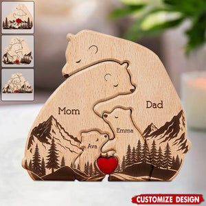 Hugging Bear Family New Version - Personalized Wooden Bear Family Puzzle