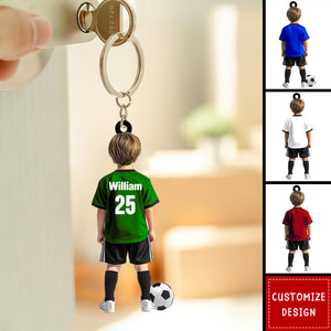 Personalized Kid Soccer Player Keychain-Gift For Soccer Young Lovers - New Release