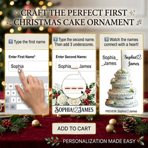 Personalized Wedding Cake First Christmas Married Ornament - Custom Mr & Mrs Name Wedding Ornament