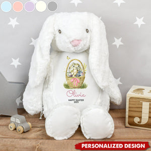 My First Easter Cute Bunny with Name and Year-Personalised Stuffed Bunny-Gift for Kids