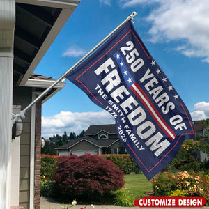250 Years of Freedom House Flag for US Anniversary, Navy Blue Patriotic Decor for Yard or Porch, Meaningful Gift for Proud Families