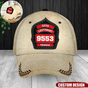 Personalized Firefighter ID & Department US And CA Flag 3D Cap