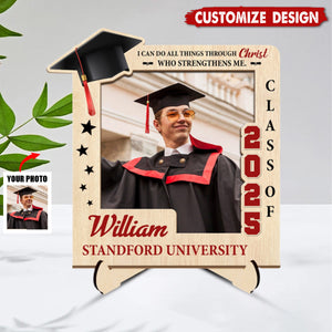 I Can Do All Things Through Christ - Personalized 2-Layered Graduation Wooden Plaque