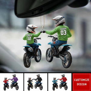 Dirt Bike Dad And Kid - Personalized Dirt Bike Personalized Car Ornament