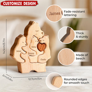 Mommy Bear Family Wooden Puzzle - Mother's Day Gift For Mom,Grandma