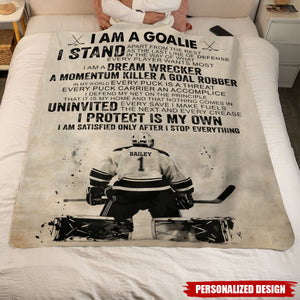 Personalized Hockey Goalie Blanket-Gift For Hockey Goalie Lovers