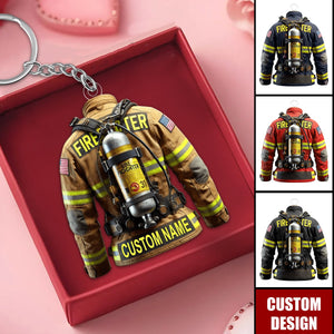 Personalized Firefighter Uniform Keychain - Gift For Firefighter