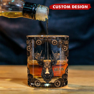 Mechanical Gear Creature - Personalized Hunting Whiskey Glass