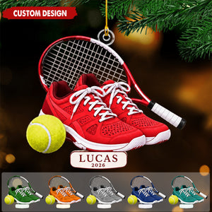 Personalized Tennis Racket and Shoes Ornament, Tennis Player Gift