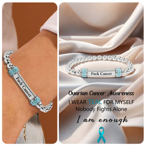Ovarian Cancer Awareness-Teal Round Diamond Infinity Bracelet