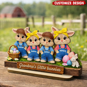 Personalized Little Bunnies 2-Layered Wooden Plaque - Easter Gift For Grandma