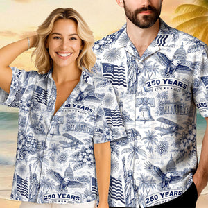 USA 250th Anniversary Hawaiian Shirt, 250 Years of Freedom Aloha Shirt