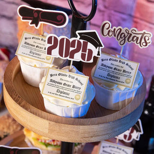 Personalized Graduation Diplomas Cupcake Toppers - Party Cookie Cake Decoration Gift