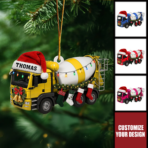 Customized Cement Truck Christmas Ornament