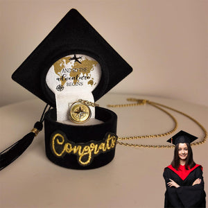 Graduation Necklace Compass 18K Gold Plated With Gift Box