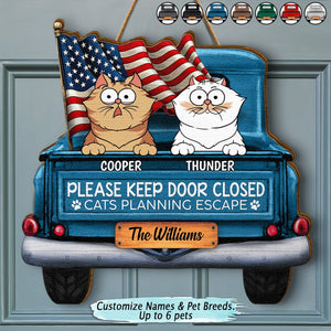 Cats/Dogs Planning Escape Truck - Personalized Shaped Wood Sign