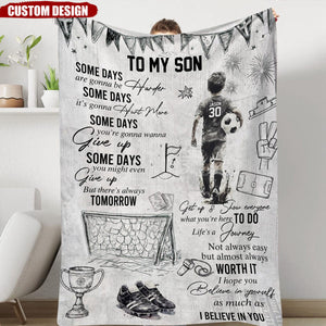 Personalized Soccer Kid Fleece Blanket - Gift For Son,Grandson Soccer Lovers