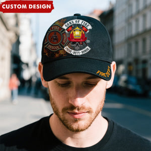Sons of Fire Pride Duty Honor Personalized Classic Cap, Gift For Fireman