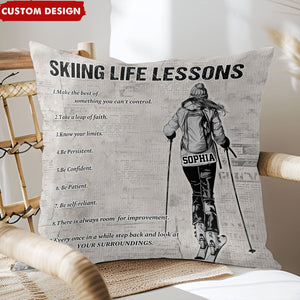 Personalized Skiing Life Lessons Pillow-Gift For Skiing Lovers
