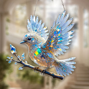 Crystal Sky Bluebird Window Hanging Ornament - Gift for Bird Lover