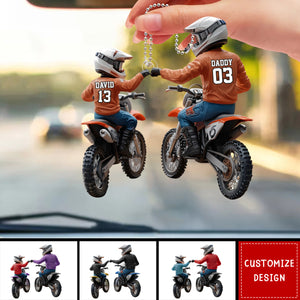 Dirt Bike Dad And Kid - Personalized Dirt Bike Personalized Car Ornament