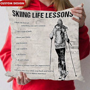 Personalized Skiing Life Lessons Pillow-Gift For Skiing Lovers