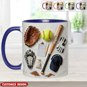 Love Softball - Personalized Softball Accent Mug